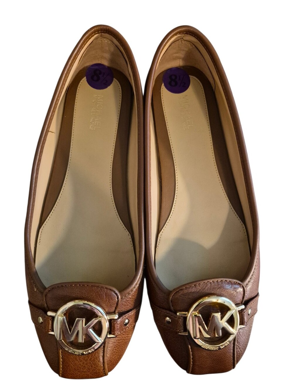 Michael Kors brown leather logo Fulton Moc ballet flats - 8.5.          U64